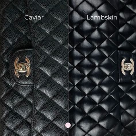 chanel lambskin or calfskin.